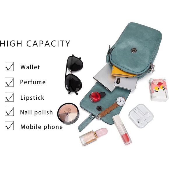 Women's Blue Vintage Cross Body Phone Bag Small Messenger Shoulder Handbag - Picture 3 of 7